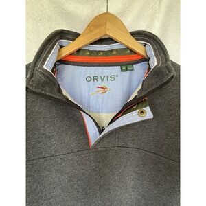 Orvis Softest 1/4 Zip Pullover Men's Size M Grey Long Sleeve Cotton Blend